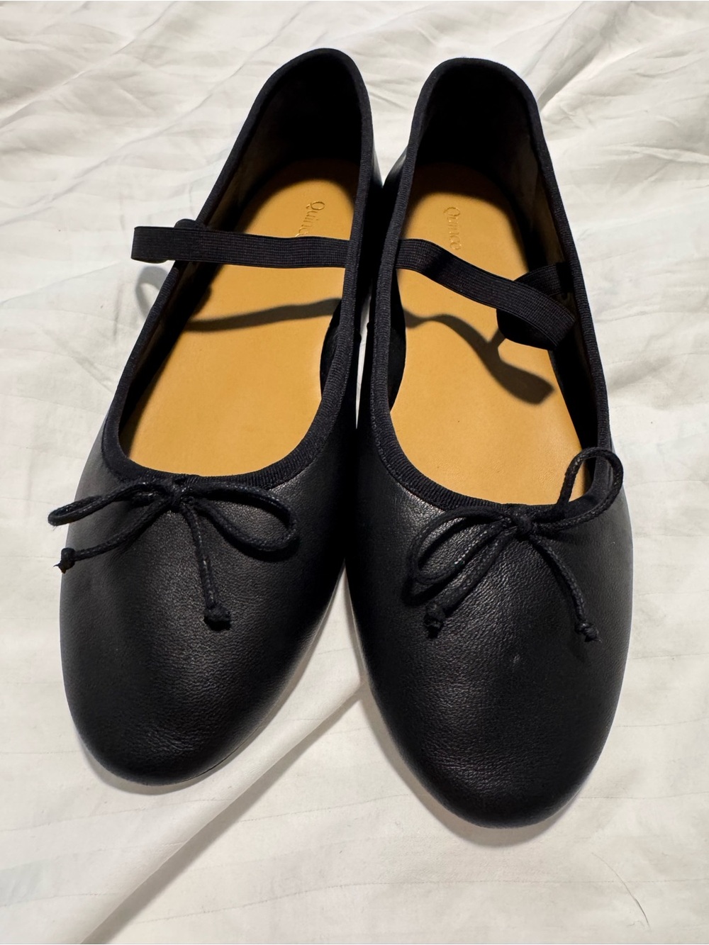 EUC Quince Italian leather Mary Jane Black Ballet Flats size 10